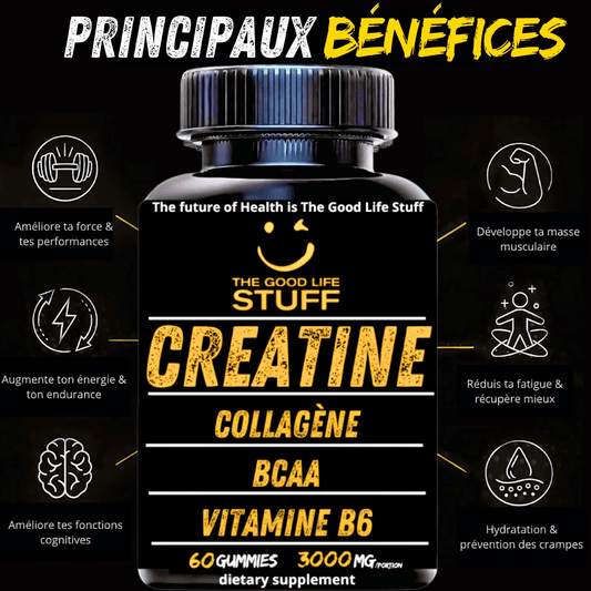 Comprendre scientifiquement la créatine à travers les études scientifiques de The Good Life Stuff Creatine Gummies au Collagène, BCAA et vitamine B6