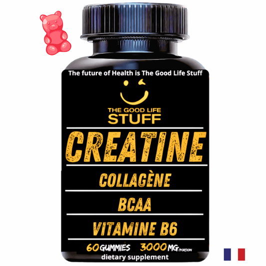 Creatine Monohydrate Gummies 3g/BCAA Musculation Pre Workout/Collagene/Vitamine B6/Sport/Fitness/Vegan/Sans Gluten/Sans OGM/Sans Sucre/Arôme Naturel Fruit Rouge/Femme/Homme/60 Bonbon Créatine/20 jours