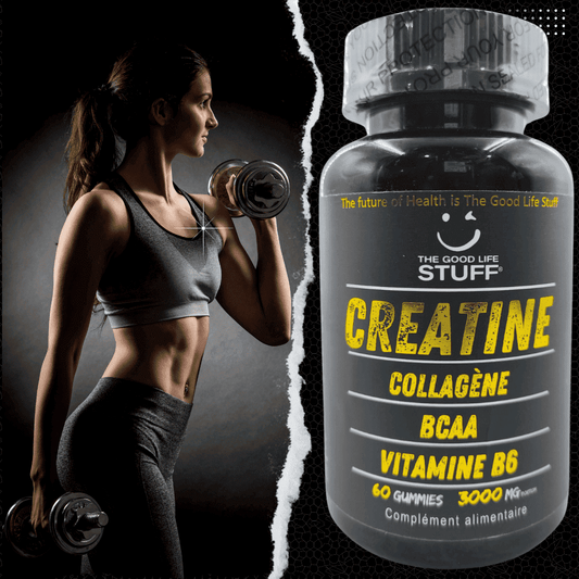 Creatine Monohydrate Gummies 3g/Musculation BCAA Pre Workout/Collagene/Vitamine B6/Sport/Fitness/Vegan/Sans Gluten/Sans OGM/Sans Sucre/Gout Naturel Fraise/Femme/Homme/60 Bonbon Créatine Santé/20 jours