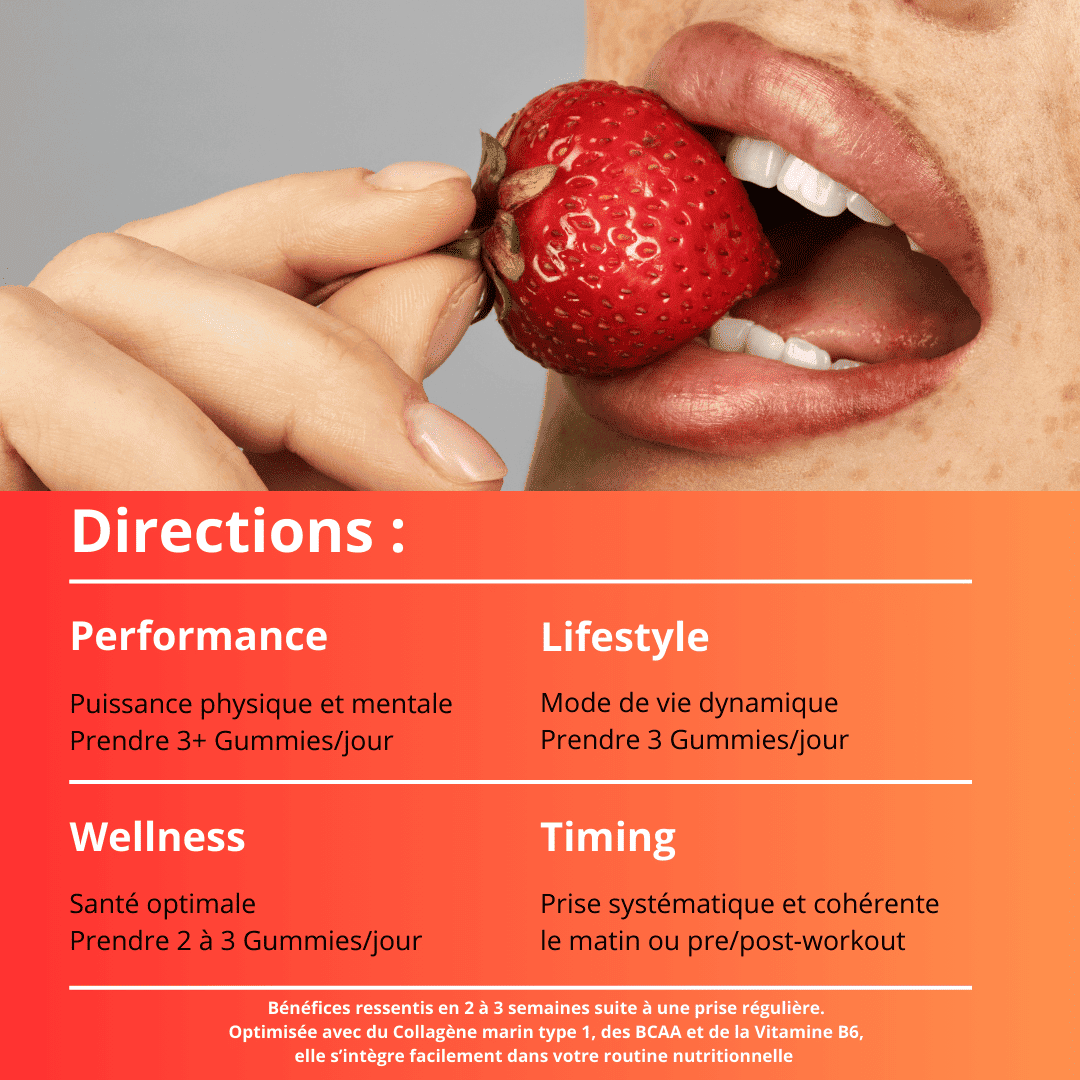 Creatine Monohydrate Gummies 3g/Collagene Marin/Musculation Pre Workout BCAA/Vitamine B6/Sport/Fitness/Vegan/Sans Gluten/Sans OGM/Sans Sucre/Gout Naturel Fraise/Femme/Homme/60 Bonbon Créatine/20 jours The Good Life Stuff