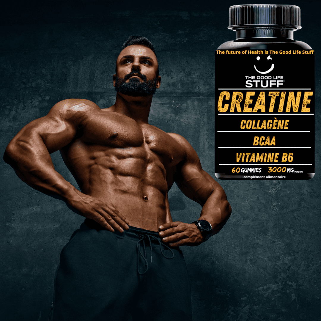 Creatine Monohydrate Gummies 3g/Musculation BCAA Pre Workout/Collagene/Vitamine B6/Sport/Fitness/Vegan/Sans Gluten/Sans OGM/Sans Sucre/Gout Naturel Fraise/Femme/Homme/60 Bonbon Créatine Santé/20 jours