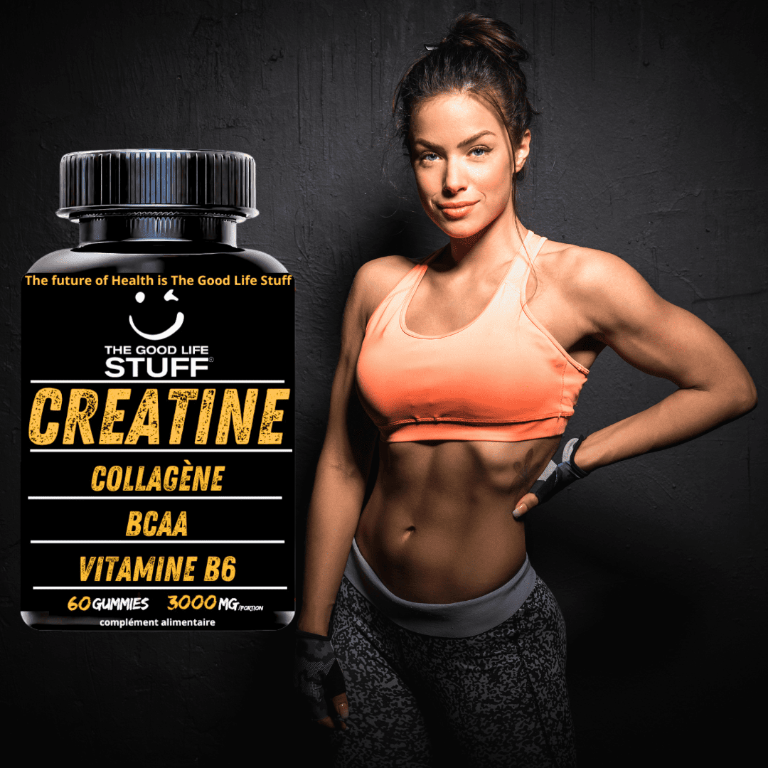 Creatine Monohydrate Gummies 3g/Musculation BCAA Pre Workout/Collagene/Vitamine B6/Sport/Fitness/Vegan/Sans Gluten/Sans OGM/Sans Sucre/Gout Naturel Fraise/Femme/Homme/60 Bonbon Créatine Santé/20 jours