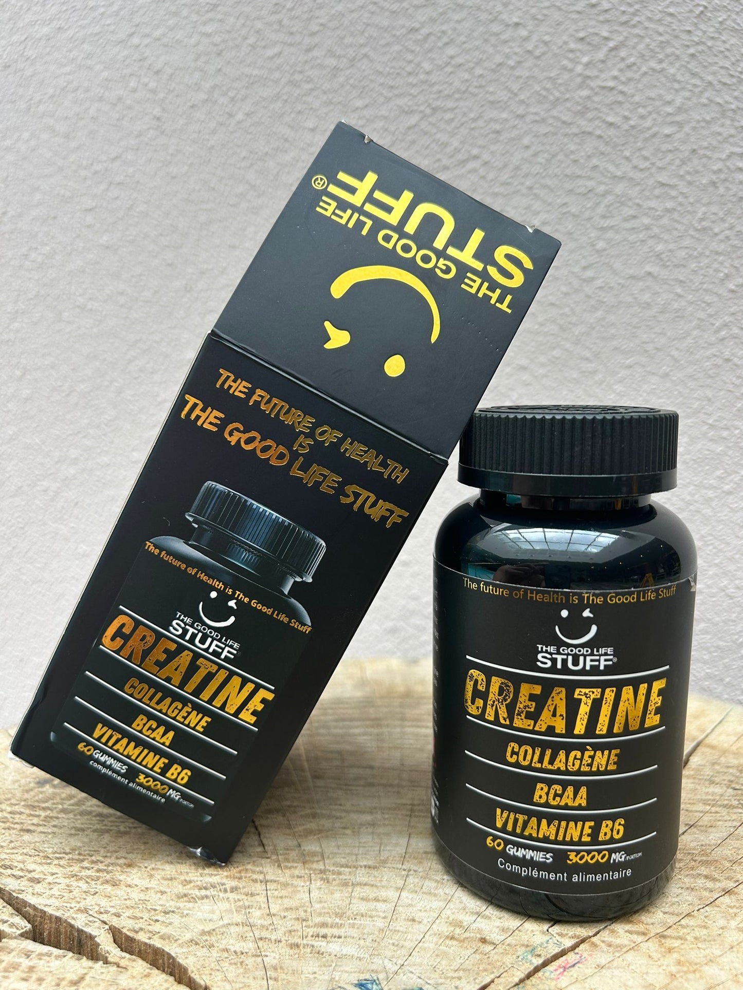 Creatine Monohydrate Gummies 3g/Collagene Marin/Musculation Pre Workout BCAA/Vitamine B6/Sport/Fitness/Vegan/Sans Gluten/Sans OGM/Sans Sucre/Gout Naturel Fraise/Femme/Homme/60 Bonbon Créatine/20 jours The Good Life Stuff