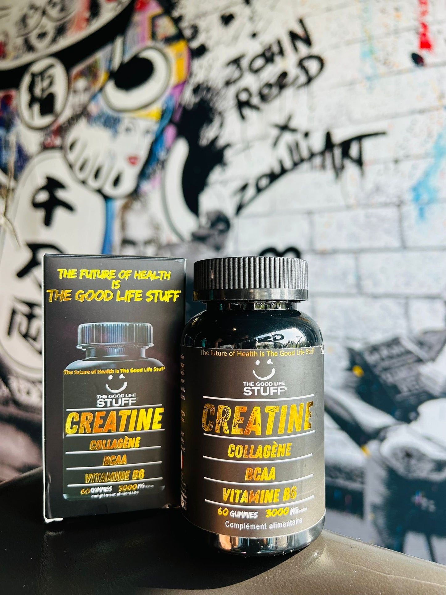 Creatine Monohydrate Gummies 3g/Collagene Marin/Musculation Pre Workout BCAA/Vitamine B6/Sport/Fitness/Vegan/Sans Gluten/Sans OGM/Sans Sucre/Gout Naturel Fraise/Femme/Homme/60 Bonbon Créatine/20 jours The Good Life Stuff