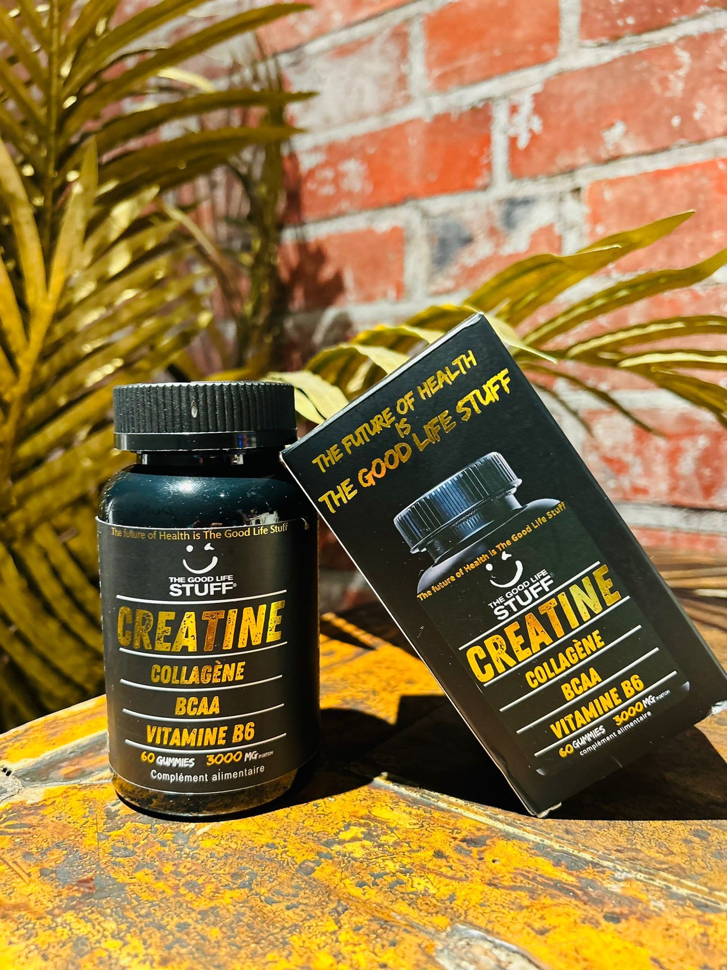 Creatine Monohydrate Gummies 3g/Collagene Marin/Musculation Pre Workout BCAA/Vitamine B6/Sport/Fitness/Vegan/Sans Gluten/Sans OGM/Sans Sucre/Gout Naturel Fraise/Femme/Homme/60 Bonbon Créatine/20 jours The Good Life Stuff