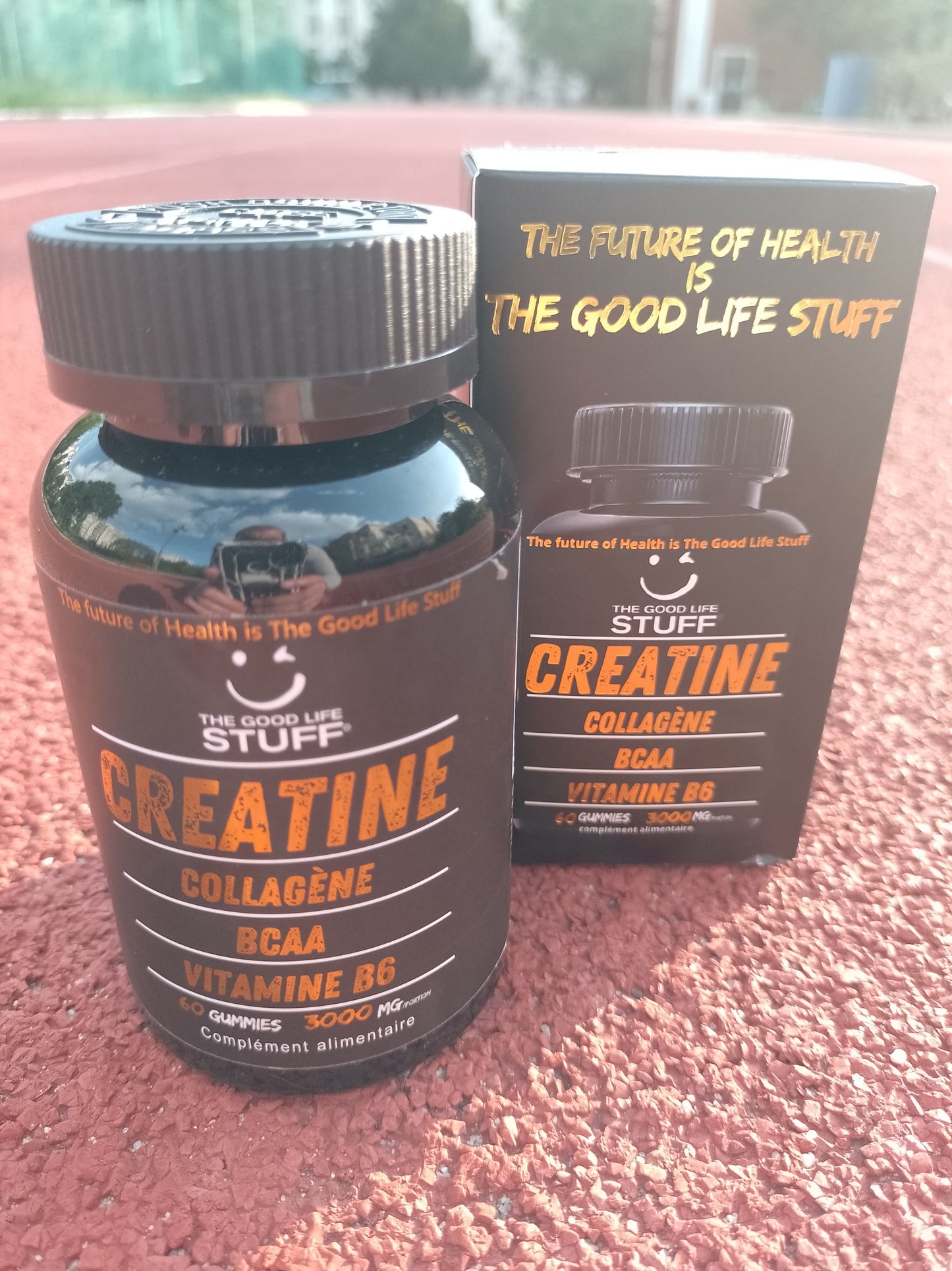 Creatine Monohydrate Gummies 3g/Collagene Marin/Musculation Pre Workout BCAA/Vitamine B6/Sport/Fitness/Vegan/Sans Gluten/Sans OGM/Sans Sucre/Gout Naturel Fraise/Femme/Homme/60 Bonbon Créatine/20 jours The Good Life Stuff