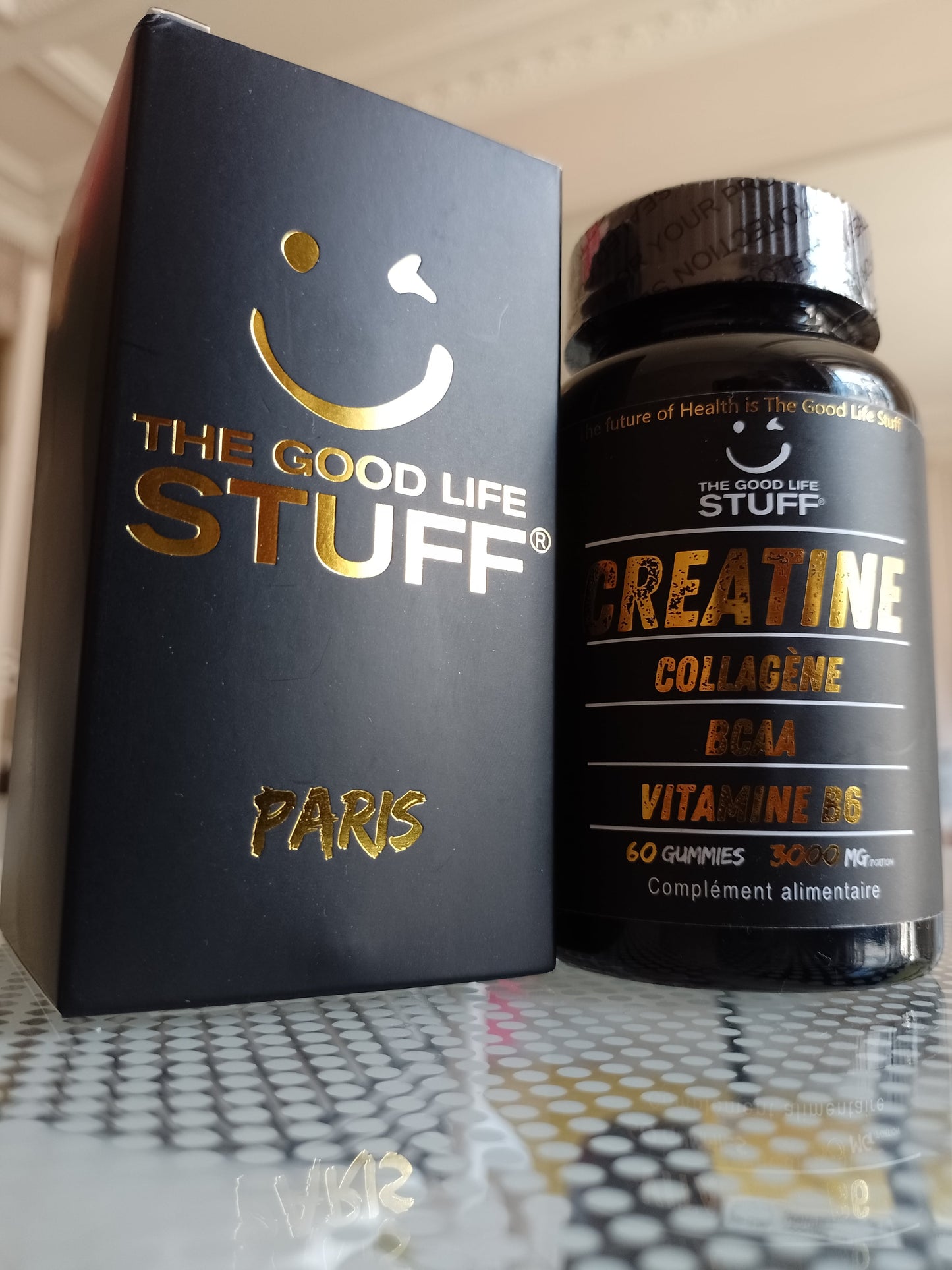 Creatine Monohydrate Gummies 3g/Collagene Marin/Musculation Pre Workout BCAA/Vitamine B6/Sport/Fitness/Vegan/Sans Gluten/Sans OGM/Sans Sucre/Gout Naturel Fraise/Femme/Homme/60 Bonbon Créatine/20 jours The Good Life Stuff