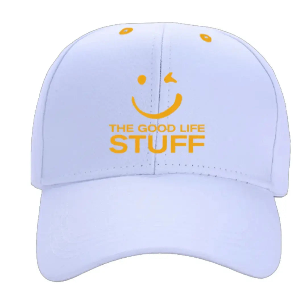 ✨White and Gold Baseball Cap ✨ The Good Life Stuff ☀️ Get ready to shine under the sunshine with this beautiful White and Gold cap! 💫 Perfect for training and looking luxurious outside💪 Embrace the sun in luxurious style with the White & Gold Cap, the pinnacle of performance and sophistication. ✨ This exquisite hat transcends the boundaries of ordinary activewear, offering a multitude of benefits for the discerning athlete and adventurer.