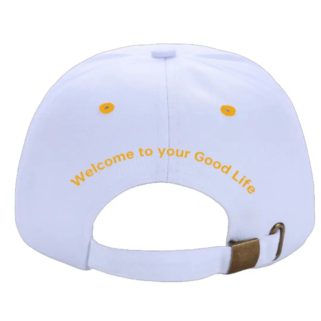 ✨White and Gold Baseball Cap ✨ The Good Life Stuff ☀️ Get ready to shine under the sunshine with this beautiful White and Gold cap! 💫 Perfect for training and looking luxurious outside💪 Embrace the sun in luxurious style with the White & Gold Cap, the pinnacle of performance and sophistication. ✨ This exquisite hat transcends the boundaries of ordinary activewear, offering a multitude of benefits for the discerning athlete and adventurer.