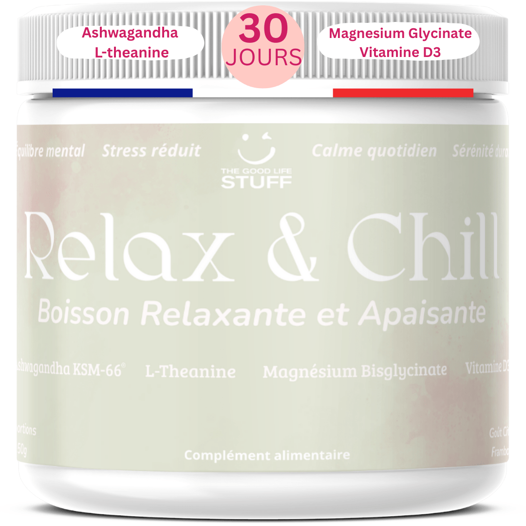 Ashwagandha KSM-66 Boisson Anti-Stress & Cortisol/Magnesium Bisglycinate pour la Relaxation & le Sommeil/Vitamine d/L Theanine/Vegan/Sans Gluten, Sucre, OGM/Limonade à la framboise/30 doses/Adulte/Ado