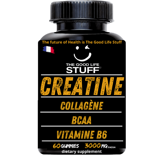 Creatine Monohydrate Gummies 3g/Musculation Collagene/BCAA Pre Workout/Vitamine B6/Sport/Fitness/Vegan/Sans Gluten/Sans OGM/Sans Sucre/Gout Naturel Fraise/Femme/Homme/60 Bonbon Créatine Santé/20 jours