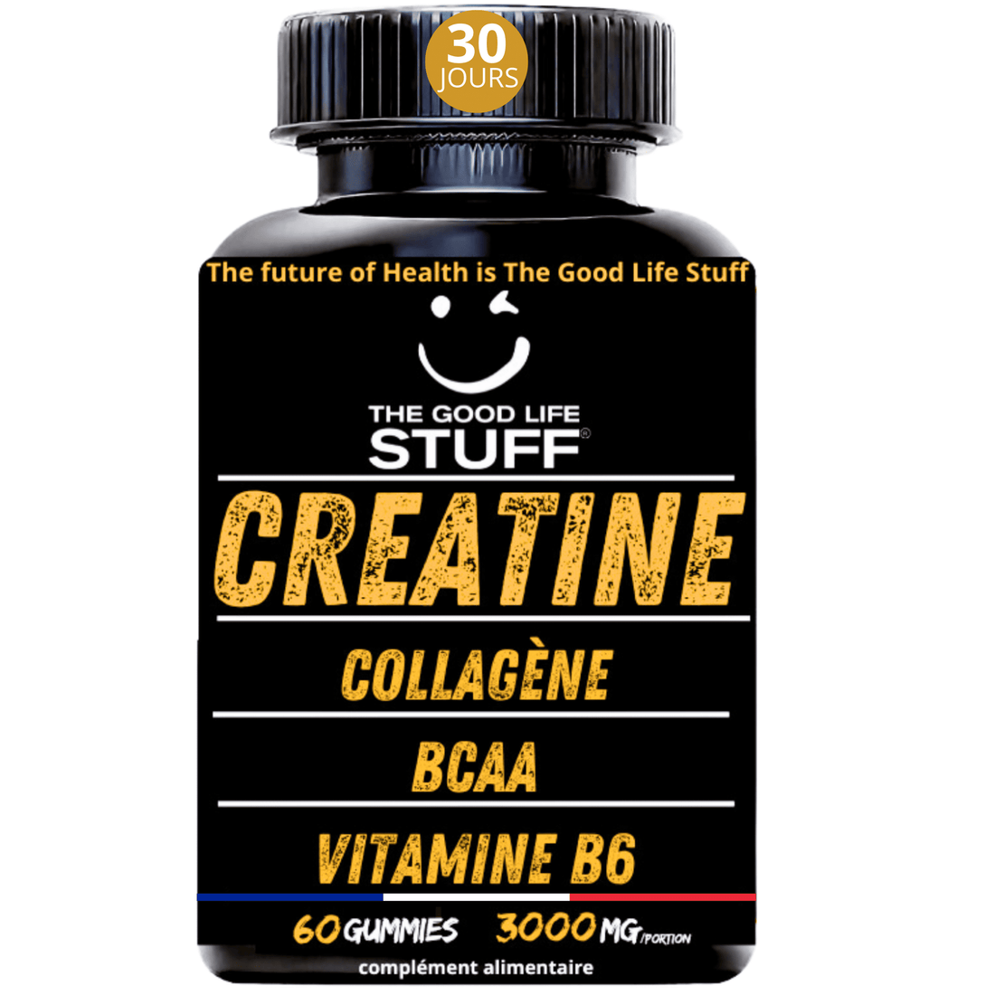 Creatine Monohydrate Gummies 3g/Collagene Marin/Musculation Pre Workout BCAA/Vitamine B6/Sport/Fitness/Vegan/Sans Gluten/Sans OGM/Sans Sucre/Gout Naturel Fraise/Femme/Homme/60 Bonbon Créatine Whey