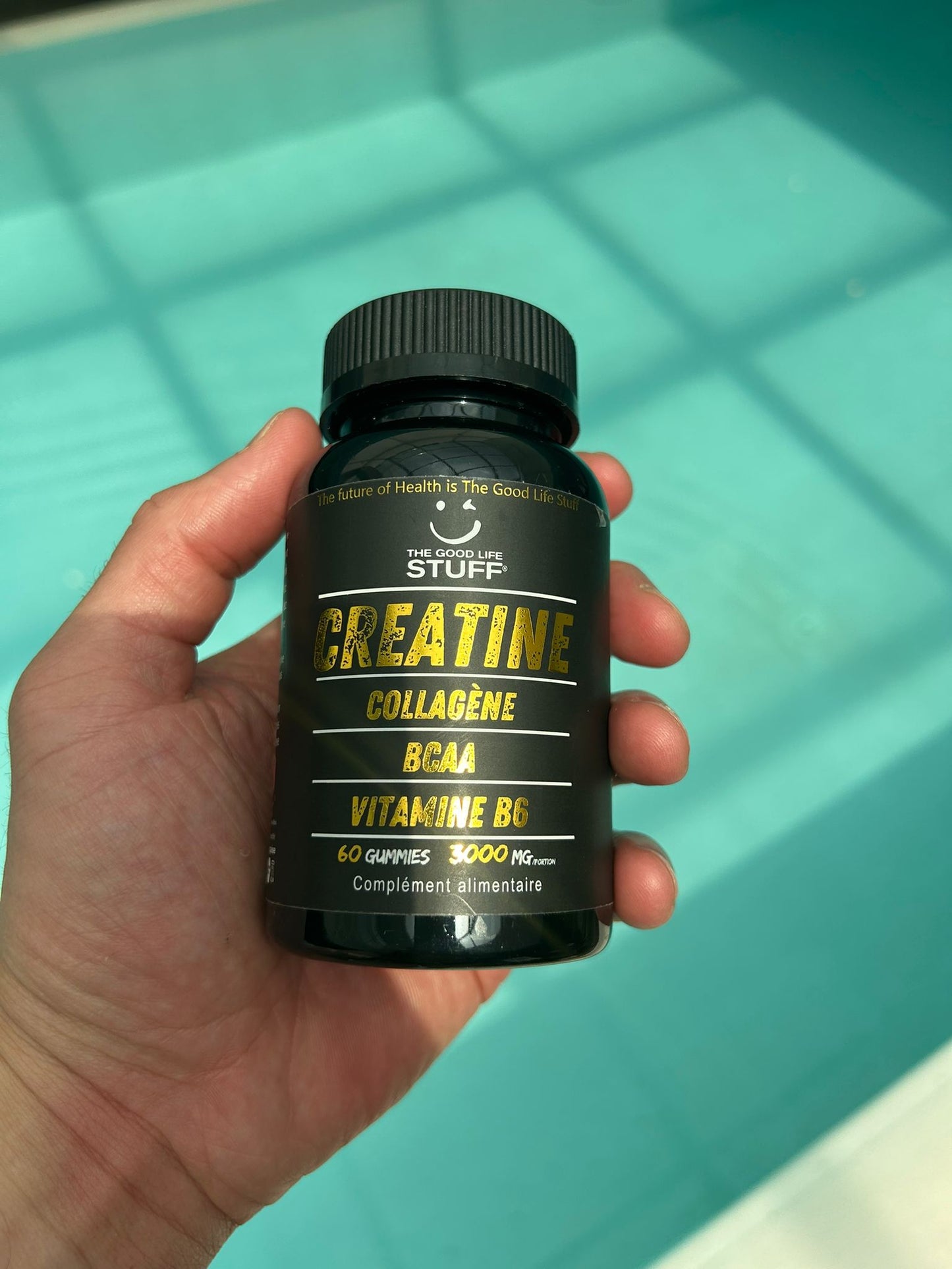 Creatine Monohydrate Gummies 3g/Collagene Marin/Musculation Pre Workout BCAA/Vitamine B6/Sport/Fitness/Vegan/Sans Gluten/Sans OGM/Sans Sucre/Gout Naturel Fraise/Femme/Homme/60 Bonbon Créatine/20 jours The Good Life Stuff