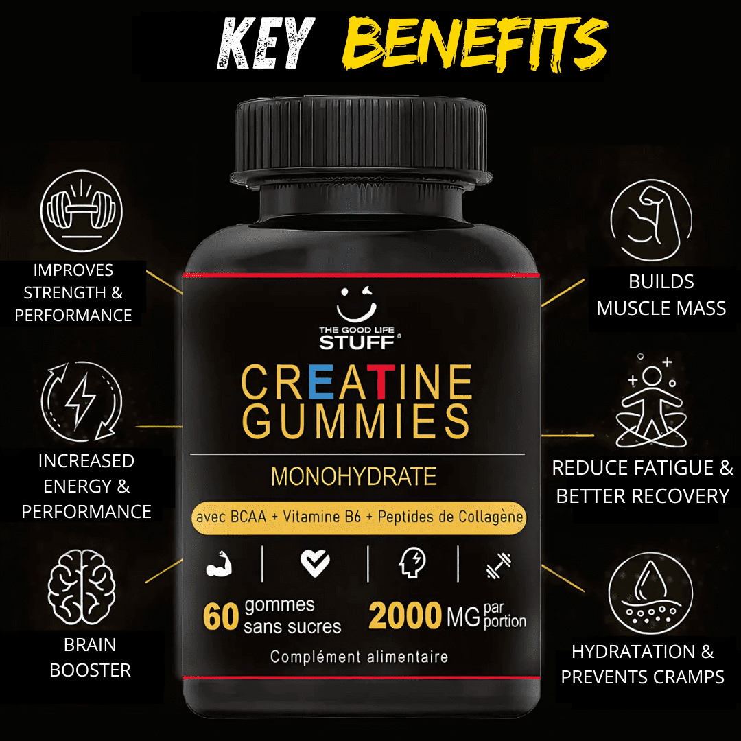 ✨💪Creatine Monohydrate Gummies BCAA Collagen Vitamin / Women Men / Vegan / Sugar-free / Gluten-free / Non-GMO⚡️🍬/  The Good Life Stuff buy it on Amazon