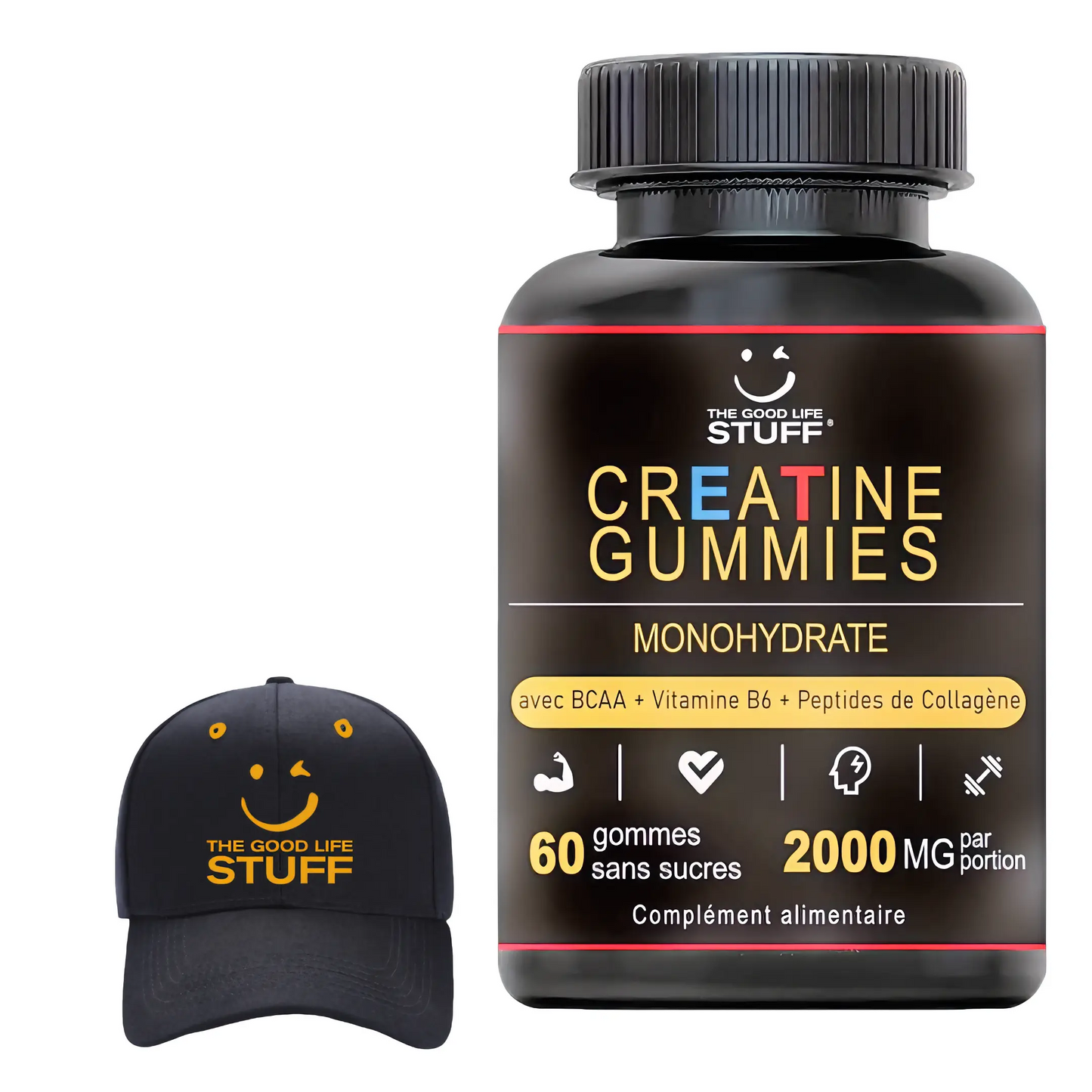 💪 Training Black Cap Creatine Monohydrate Gummies 💪 The Good Life Stuff®