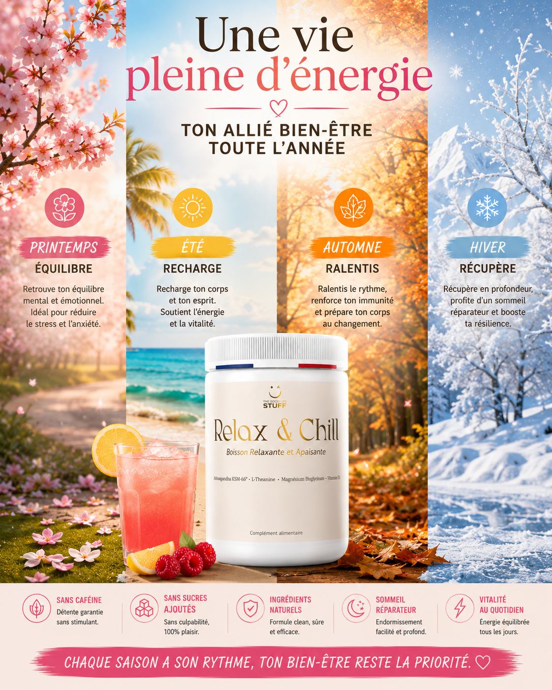 Boisson Ashwagandha LTheanine Magnesium Vitamine D3