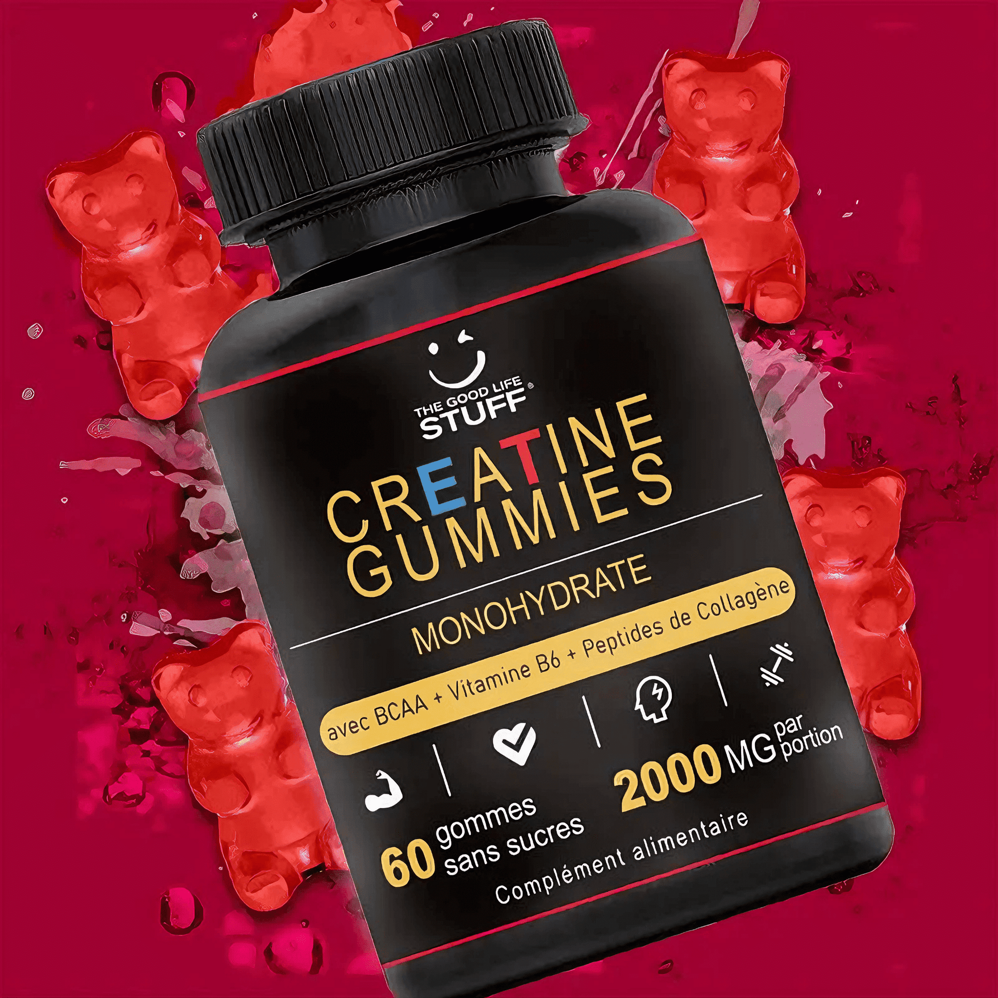 ✨💪Creatine Monohydrate Gummies BCAA Collagen Vitamin / Women Men / Vegan / Sugar-free / Gluten-free / Non-GMO⚡️🍬/  The Good Life Stuff buy it on Amazon