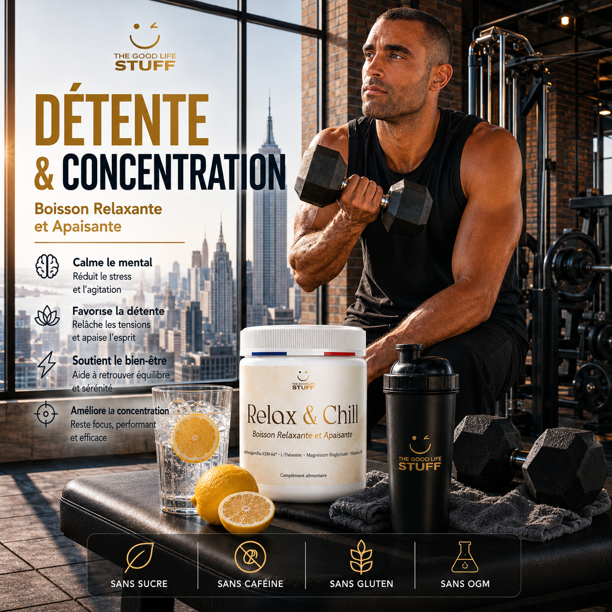 Boisson AntiStress Naturelle Ashwagandha LTheanine Magnesium VitaminD3