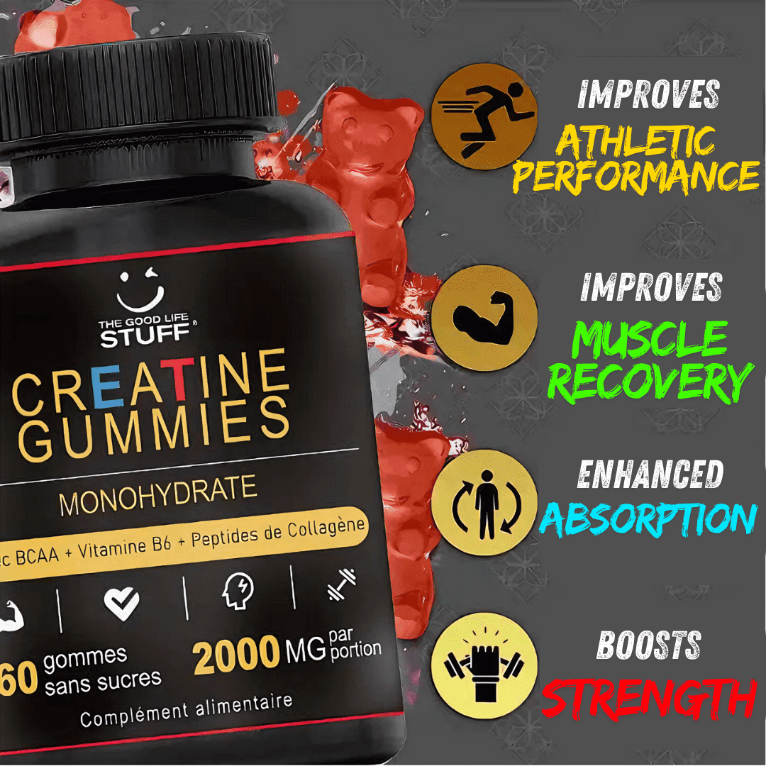 ✨💪Creatine Monohydrate Gummies BCAA Collagen Vitamin / Women Men / Vegan / Sugar-free / Gluten-free / Non-GMO⚡️🍬/  The Good Life Stuff buy it on Amazon